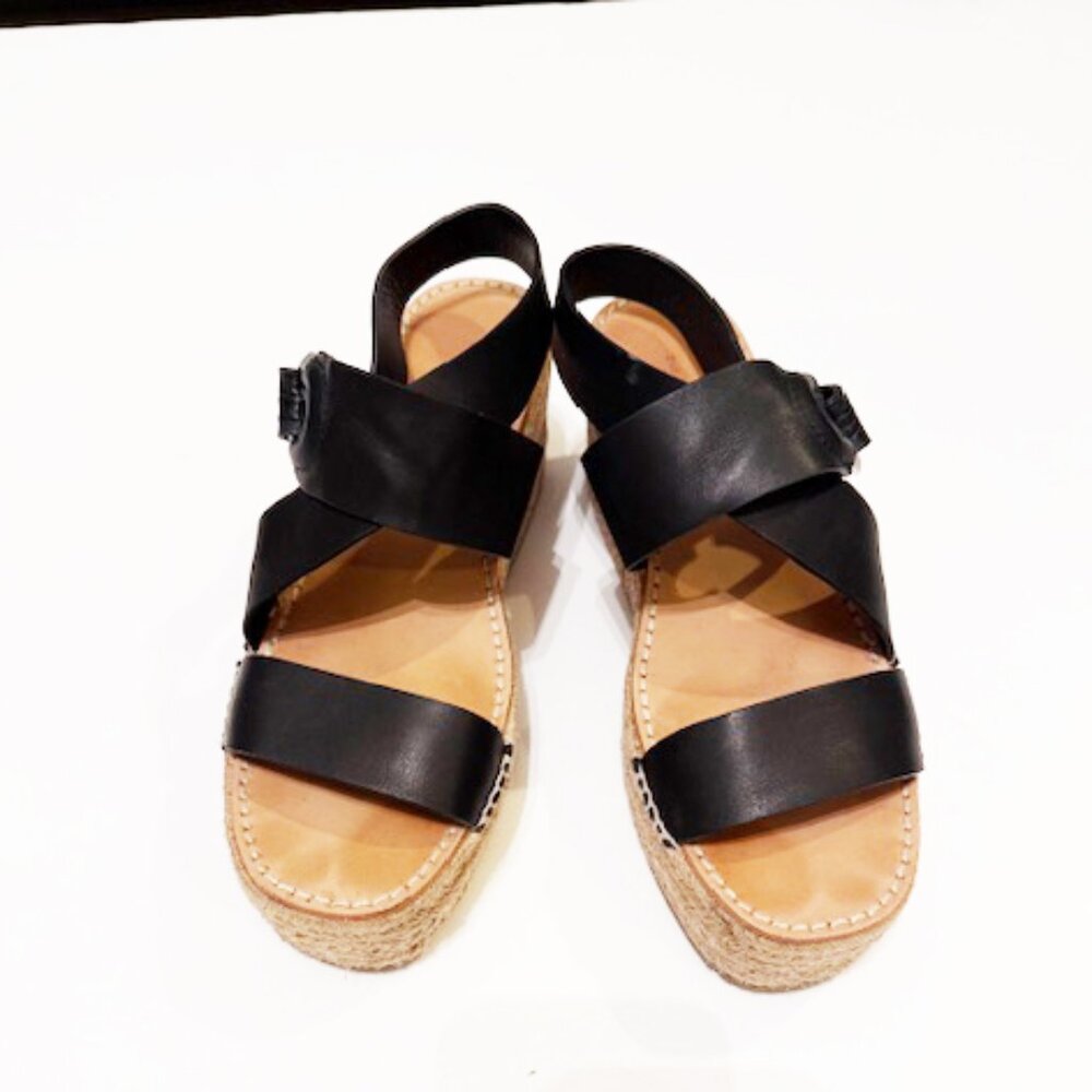 Rag And Bone Women Black Espadrille Wedge Platform Sandal Sz 11